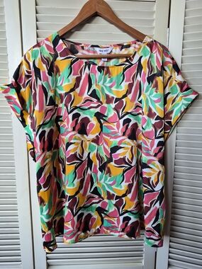 Nine West Women's Multicolor Short Sleeve Top Size XXL